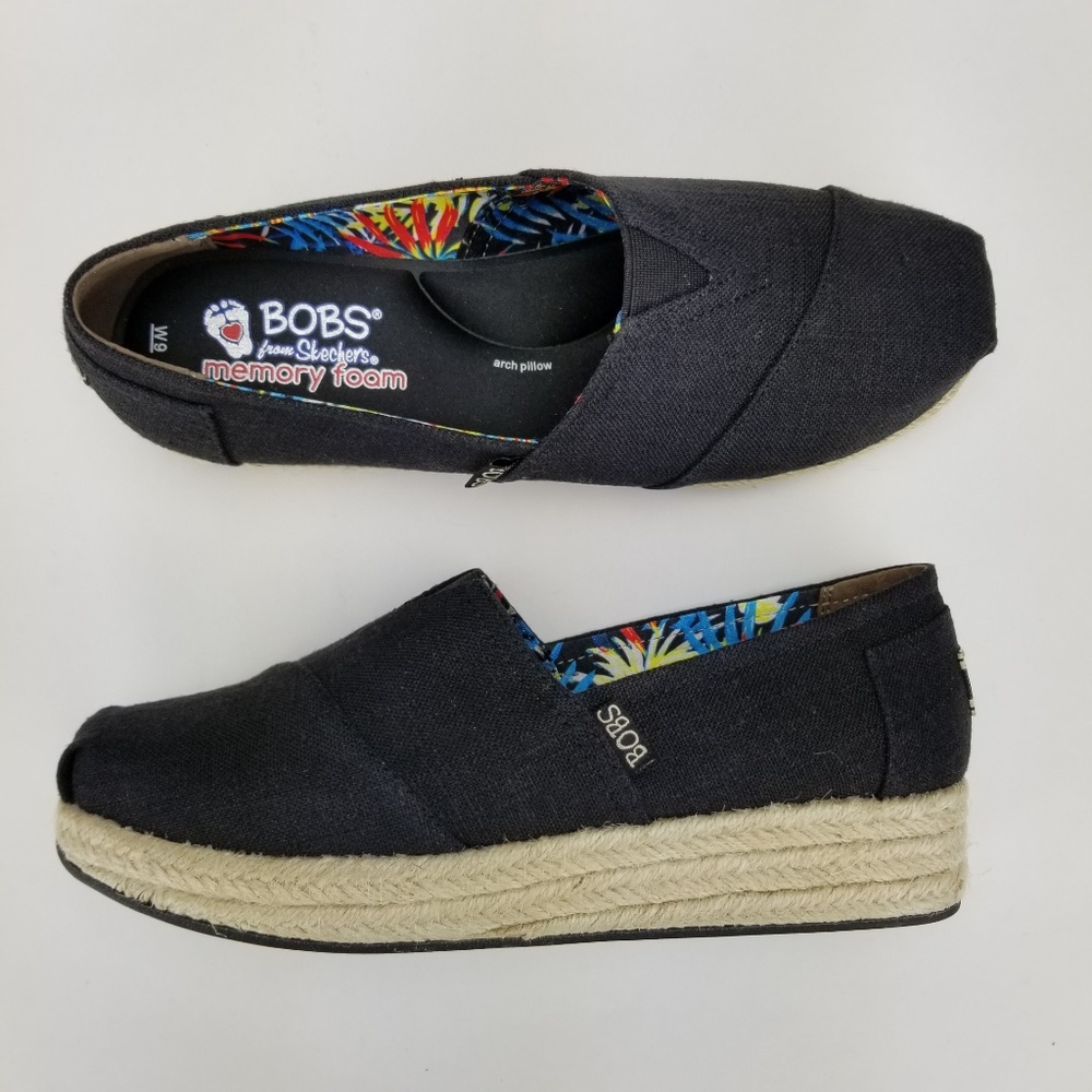 Skechers BOB's Women's Memory Foam Shoes Black - Picture 2 of 7